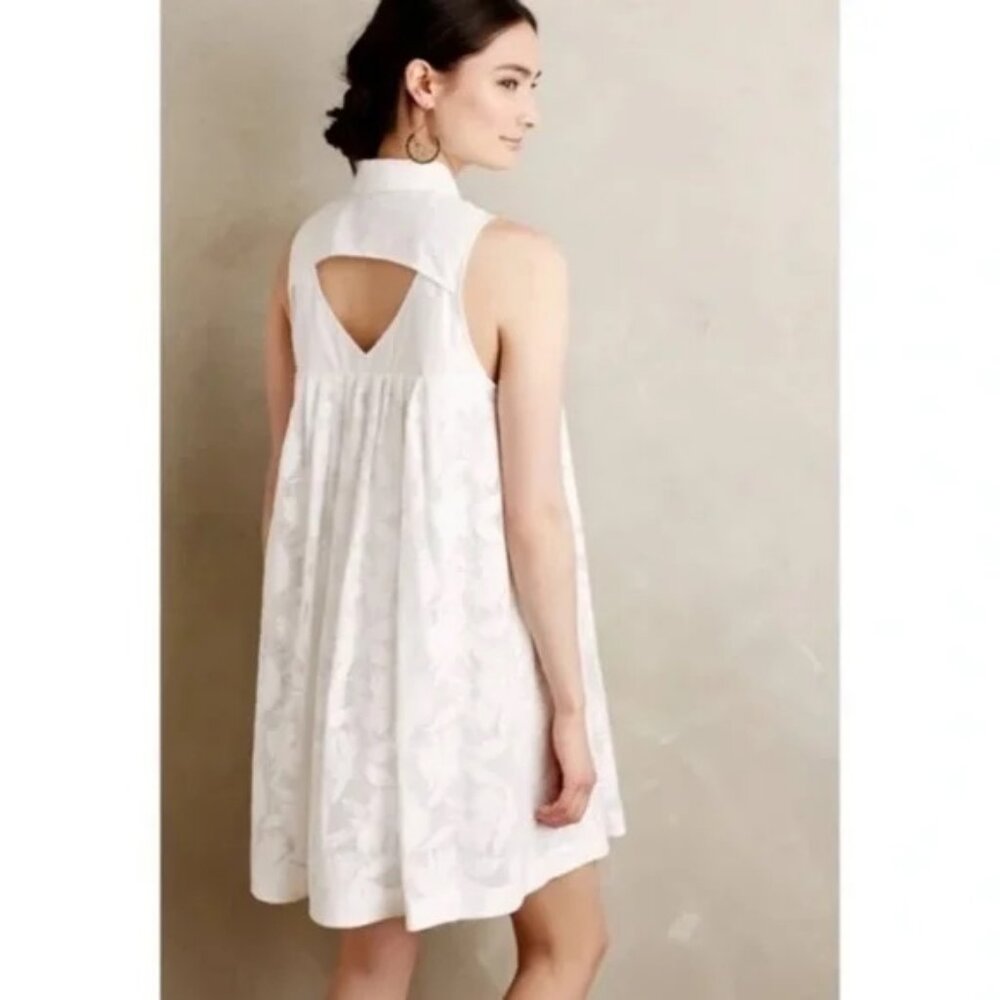 NWOT Anthropologie HD in Paris White Lace Poplin Swing Dress size XS - Picture 3 of 7